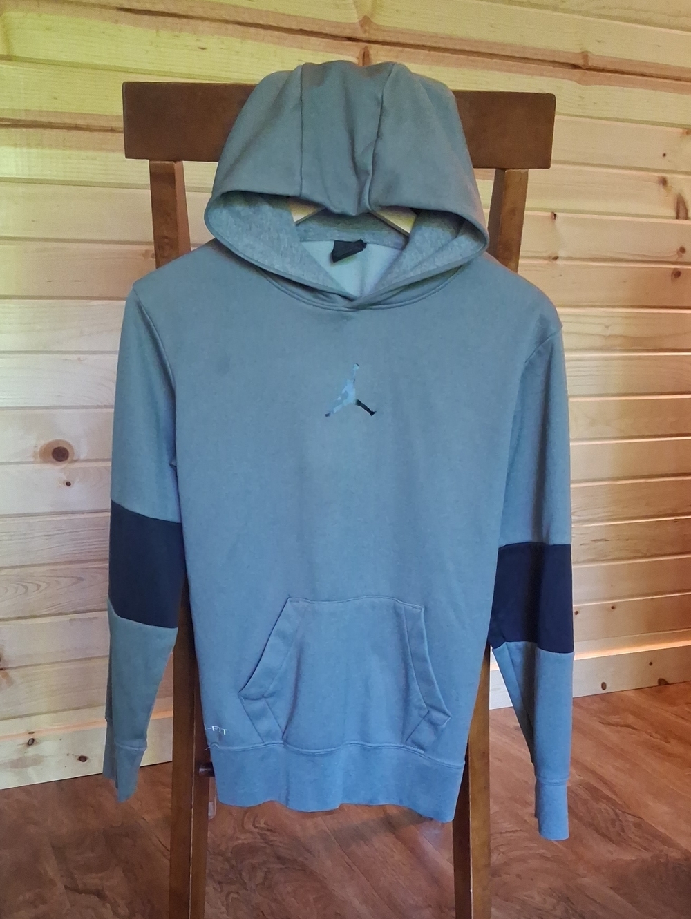Jordan Youth Gray Hoodie with Black Sleeve Panels